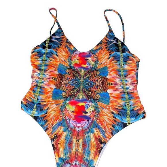 Bright Feather Print Bathing Suit NEW - Picture 2 of 13